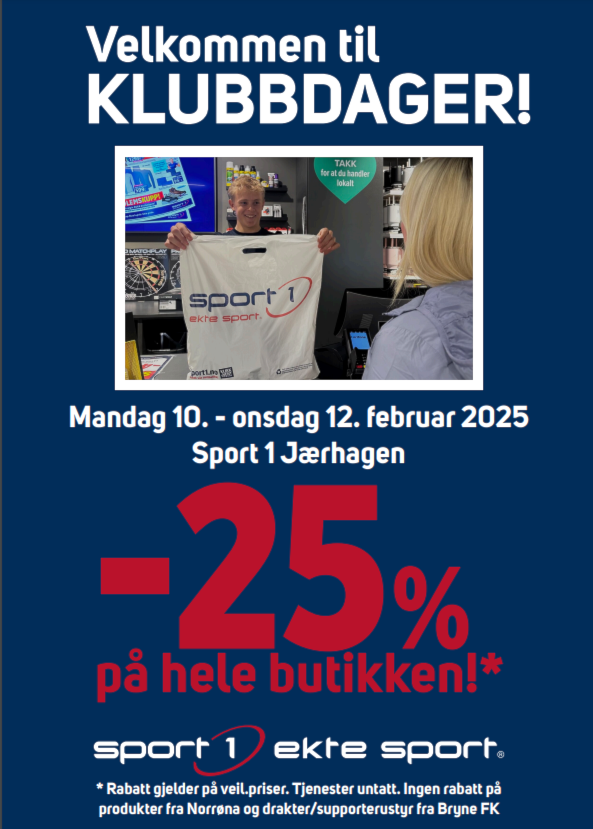 Klubbdager hos Sport 1 Jærhagen fra mandag 10. - onsdag 12.februar.